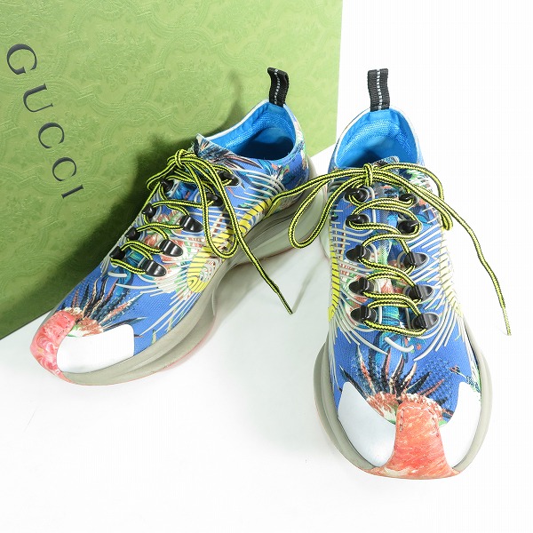 実際に弊社で買取させて頂いたGUCCI/グッチ GUCCI RUN テクニカルニット スニーカー ブルー size 7