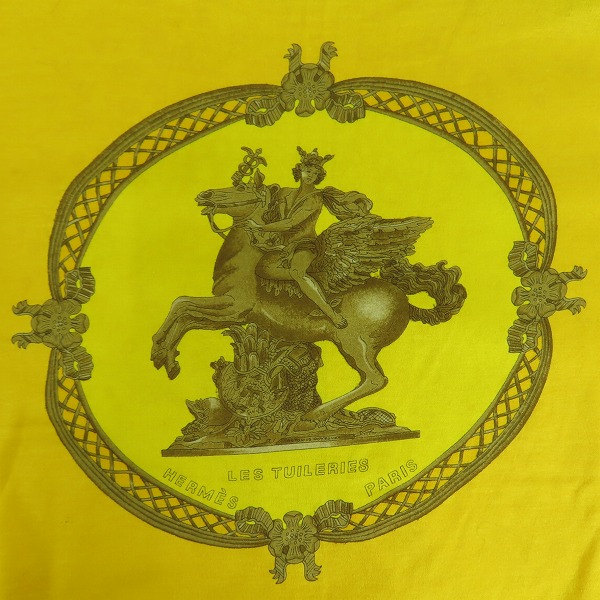 実際に弊社で買取させて頂いたHERMES/エルメス 半袖Tシャツ カットソー  LES TUILERIES プリント イエロー/Mの画像 4枚目