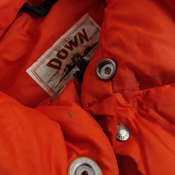 実際に弊社で買取させて頂いたSUGAR CANE/シュガーケーン 東洋エンタープライズ コンパクト ダウンジャケット オレンジ/Lの画像 5枚目