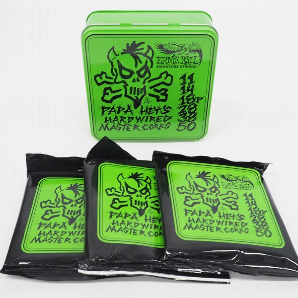 実際に弊社で買取させて頂いた【未開封品】ERNIE BALL/アーニーボール PAPA HET'S James Hetfield Signature String ギター弦3セット コレクションBOX