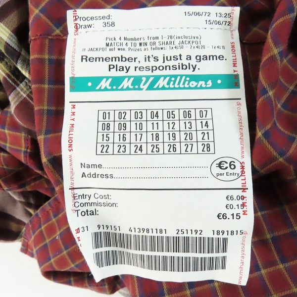 実際に弊社で買取させて頂いた【未使用】Maison MIHARA YASUHIRO/メゾン ミハラヤスヒロ レイヤード チェックシャツ A03SH151-9/46の画像 6枚目