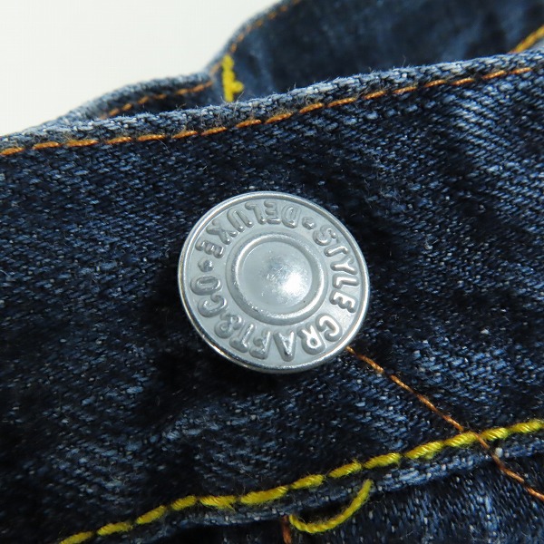 実際に弊社で買取させて頂いたEVISU/エヴィス EVISU GENES OSAKA 刺繍 ボタンフライ デニムパンツ Lot.2001/31×35の画像 6枚目