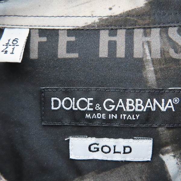 実際に弊社で買取させて頂いたDOLCE&GABBANA/ドルチェ&ガッバーナ GOLD 総柄 長袖 シャツ 41の画像 2枚目