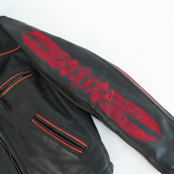 実際に弊社で買取させて頂いた Harley-Davidson/ハーレーダビッドソン  バック刺繍 本革レザー シングルライダース/40351/Mの画像 9枚目