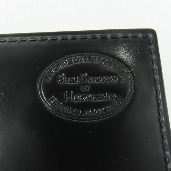 実際に弊社で買取させて頂いたGANZO/ガンゾ SHELL CORDOVAN 2/シェルコードバン2 ファスナー小銭入れ付き長財布 ブラックの画像 6枚目