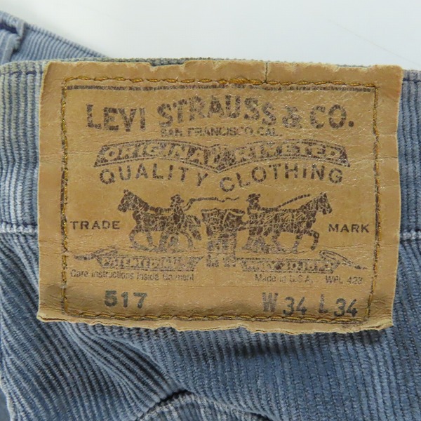 実際に弊社で買取させて頂いたLevis/リーバイス 80s ヴィンテージ 517-1517 刻印515 コーデュロイパンツ /W34の画像 2枚目