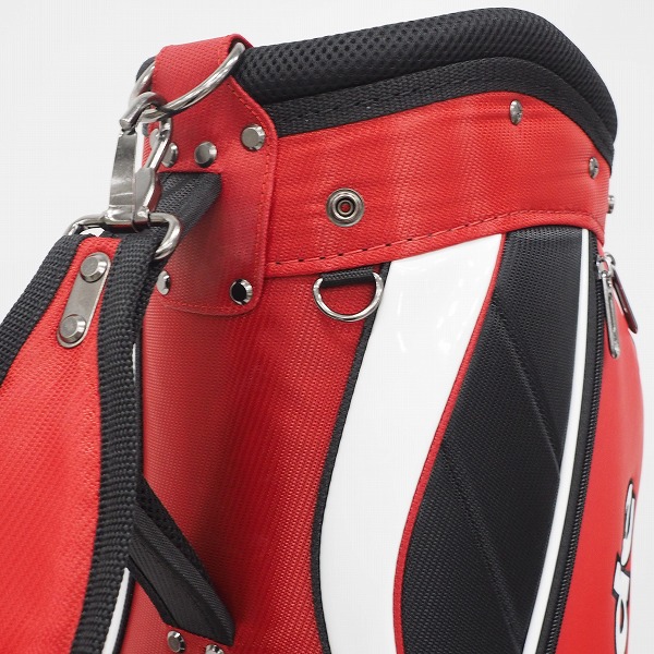 実際に弊社で買取させて頂いたTaylorMade/テーラーメイド TJ105 9型 5分割キャディバッグ レッド×ブラックの画像 4枚目