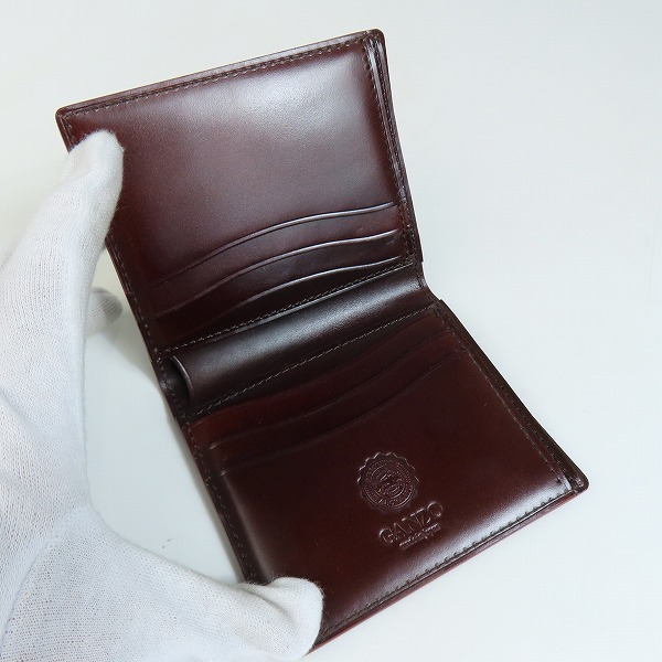 実際に弊社で買取させて頂いたGANZO/ガンゾ CORDOVAN/コードバン レザー 馬革 二つ折り 財布/ウォレット 57649/01099 50Aの画像 3枚目