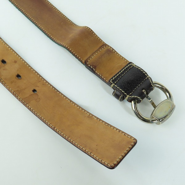実際に弊社で買取させて頂いたGUCCI/グッチ シェリーライン  レザー切替ベルト 162942-480199 85-34の画像 2枚目