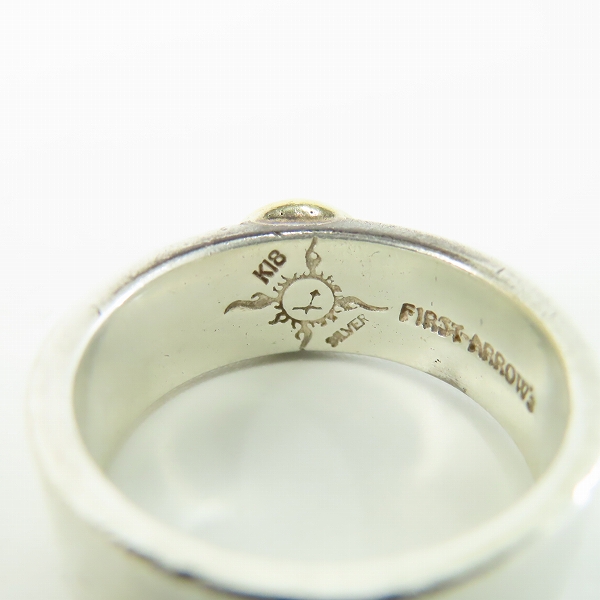 実際に弊社で買取させて頂いたFIRST ARROWS/ファーストアローズ K18プレート付き ロゴ彫刻 リング 18号の画像 6枚目