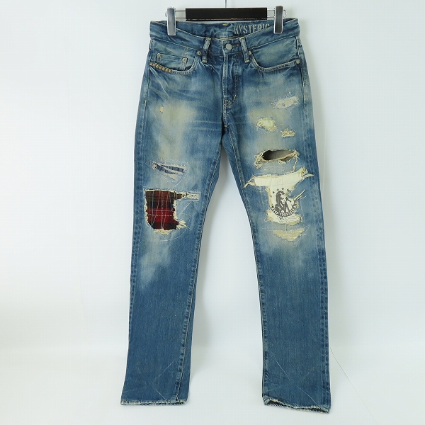 実際に弊社で買取させて頂いたHYSTERIC GLAMOUR/ヒステリックグラマー スタッズ ダメージ加工 ボタンフライ デニムパンツ 0243AP04/W29L32
