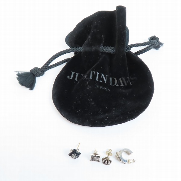 実際に弊社で買取させて頂いたJustin Davis/ジャスティンデイビス クラウン/オニキス/フープ ピアス 4点セット の画像 7枚目