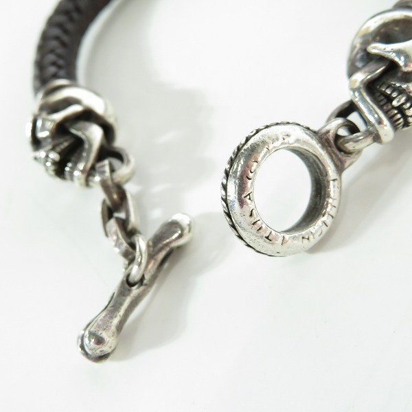 実際に弊社で買取させて頂いた【ギャラ付き】Leathers and Treasures/レザーズ＆トレジャーズ ラージスカル レザー ブレスレットの画像 5枚目