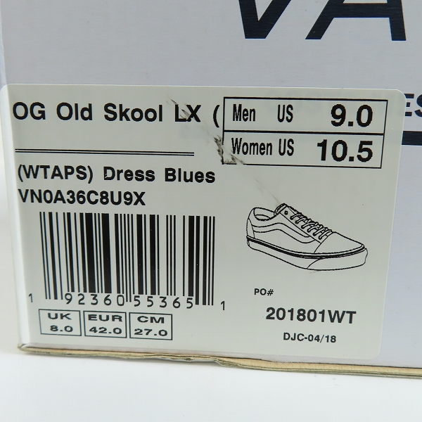 実際に弊社で買取させて頂いたWTAPS×VANS/ダブルタップス×バンズ OG Old Skool LX Dress Blue/ドレスブルー スニーカー VN0A36C8U9X/27の画像 8枚目
