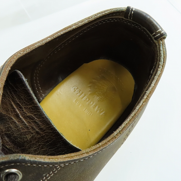 実際に弊社で買取させて頂いたCHIPPEWA/チペワ プレーントゥ ローカット レザー シューズ ブラウン系 1901M47/26の画像 4枚目