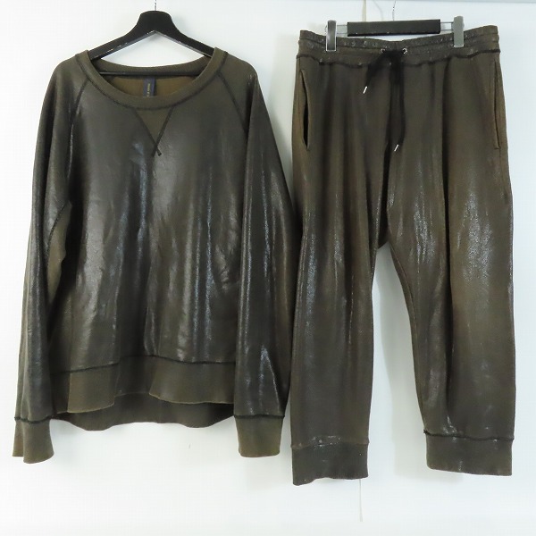 実際に弊社で買取させて頂いたMIHARAYASUHIRO/ミハラヤスヒロ Cracking setup/光沢クラック加工スウェットセットアップ 61903703/61902105/48 50