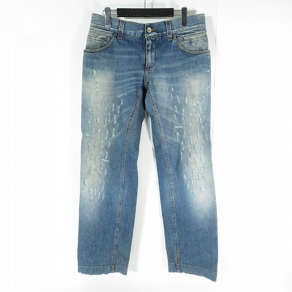 実際に弊社で買取させて頂いたDOLCE&GABBANA/ドルチェ&ガッバーナ デニムパンツ /クラッシュ加工 バックロゴプレート G4Y0TD G8D02/46