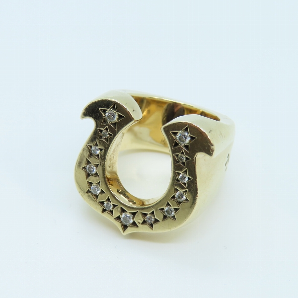 実際に弊社で買取させて頂いたTENDERLOIN/テンダーロイン 8K T-H.S RING GOLD/STONE ホースシューリング w/ダイヤ 12.5-13.5号