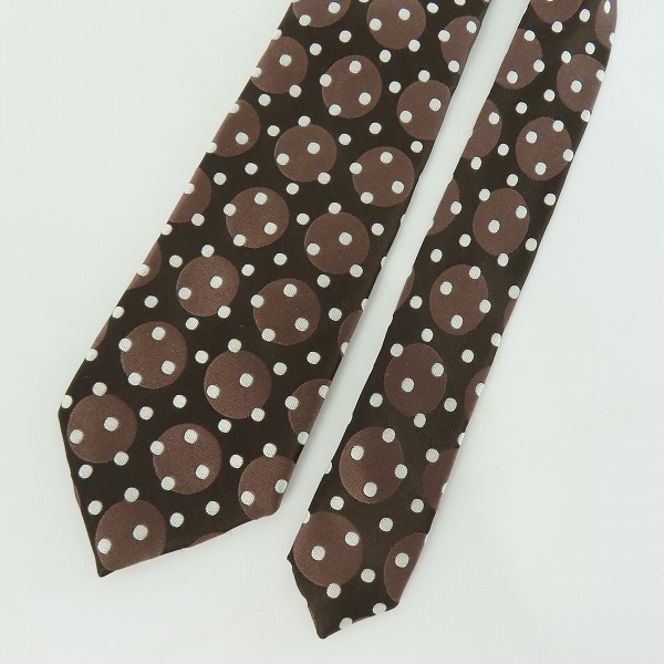 実際に弊社で買取させて頂いたPaul Smith/ポールスミス シルク100% ドット柄 ブラウン ネクタイの画像 1枚目