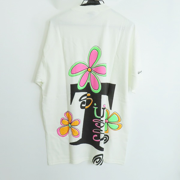 実際に弊社で買取させて頂いたSTUSSY × HECTIC/ステューシー×ヘクティク フラワー プリントTシャツ ホワイト/Lの画像 1枚目
