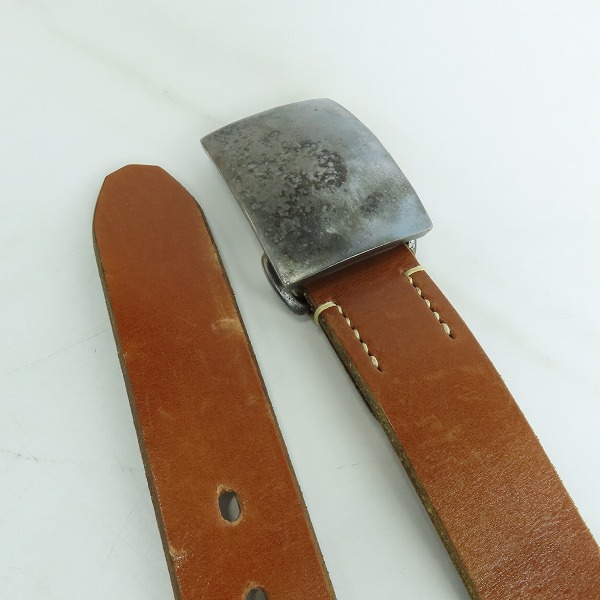 実際に弊社で買取させて頂いたTHE FLAT HEAD/フラットヘッド プレートバックル レザーベルト 34の画像 1枚目