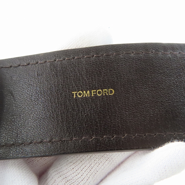 実際に弊社で買取させて頂いたTOMFORD/トムフォード スクエア ゴールド バックル クロコダイル レザーベルト 90/36の画像 3枚目