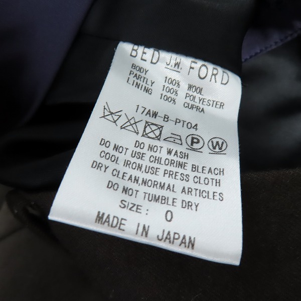 実際に弊社で買取させて頂いたBED JW FORD/ベッドフォード 17AW ウールスラックスパンツ 0の画像 4枚目