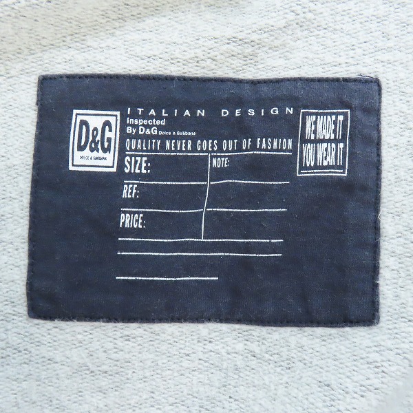 実際に弊社で買取させて頂いたD&G/ディーアンドジー DOLCE&GABBANA/ドルチェ&ガッバーナ フロントロゴ スウェットジャケット XLの画像 4枚目