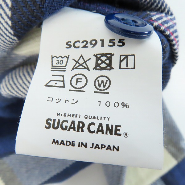 実際に弊社で買取させて頂いたSUGARCANE/シュガーケーン ツイルチェックワークシャツ SC29155 Lの画像 3枚目