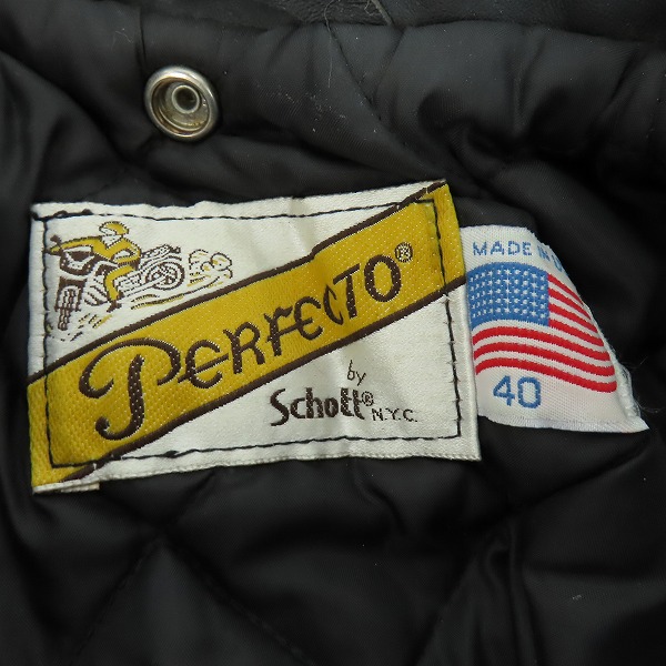 実際に弊社で買取させて頂いたPERFECTO by Schott/パーフェクト バイ ショット ダブルライダースジャケット ブラック 40の画像 2枚目