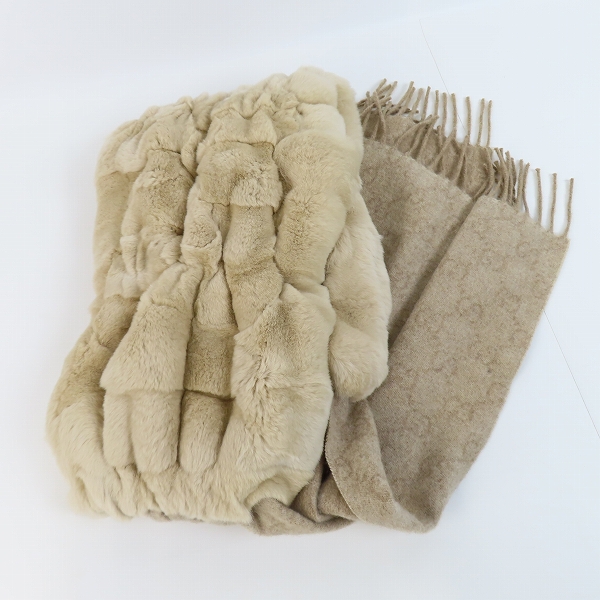 実際に弊社で買取させて頂いたGUCCI/グッチ ラビットファー/カシミヤ マフラー