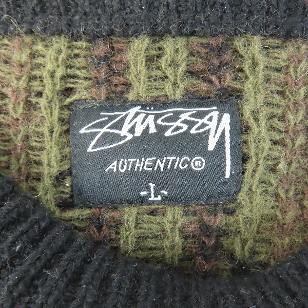 実際に弊社で買取させて頂いたSTUSSY/ステューシー チェック柄 ウール セーター/Lの画像 2枚目