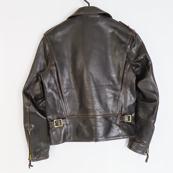 実際に弊社で買取させて頂いたTHE FLAT HEAD/フラットヘッド 馬革/ホースハイド Dポケット ダブルライダースジャケット/36の画像 1枚目
