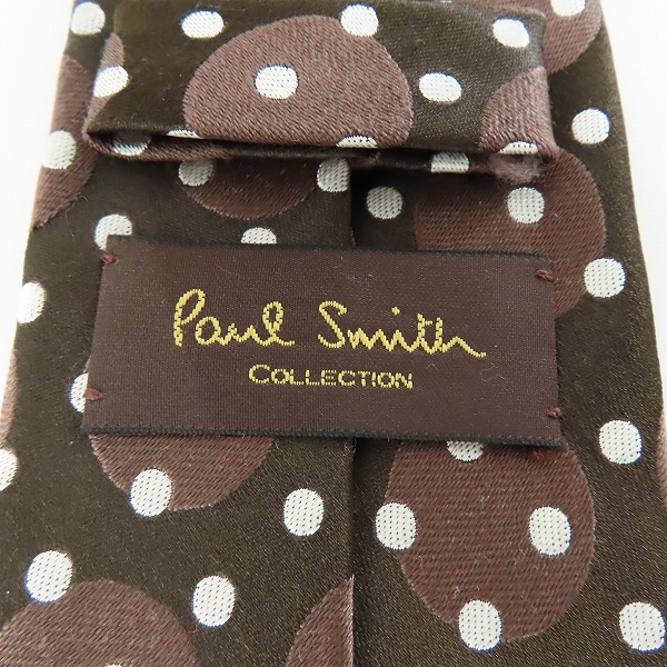 実際に弊社で買取させて頂いたPaul Smith/ポールスミス シルク100% ドット柄 ブラウン ネクタイの画像 3枚目
