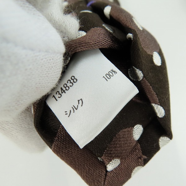 実際に弊社で買取させて頂いたPaul Smith/ポールスミス シルク100% ドット柄 ブラウン ネクタイの画像 4枚目