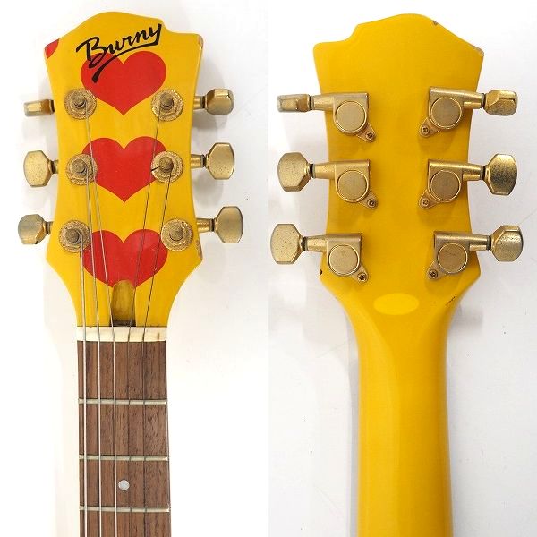 実際に弊社で買取させて頂いた★Burny FERNANDES/バーニー Yellow Heart Jr イエローハートhideモデル アンプ内蔵ミニエレキギターの画像 2枚目