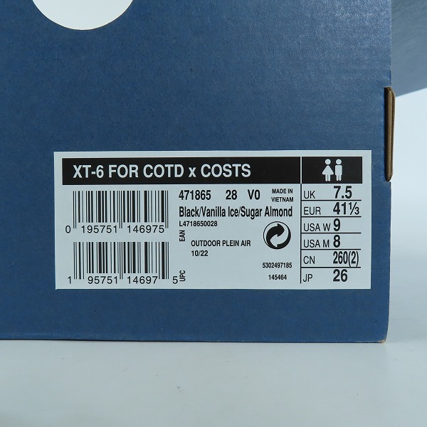 実際に弊社で買取させて頂いた【未使用】サロモン×チルドレンオブザディスコーダンス XT-6 FOR COTD X COSTS 471865/26の画像 8枚目