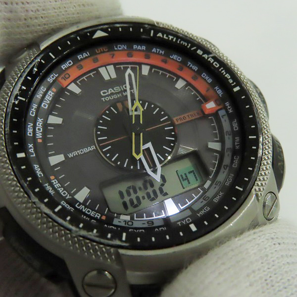 実際に弊社で買取させて頂いたCASIO/カシオ PROTREK/プロトレック MULTI BAND6 タフソーラー PRW-5000-1JFの画像 4枚目