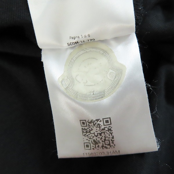 実際に弊社で買取させて頂いたMONCLER/モンクレール MAGLIA マグリア 刺繍 半袖 Tシャツ ブラック C10918035050/XXLの画像 6枚目