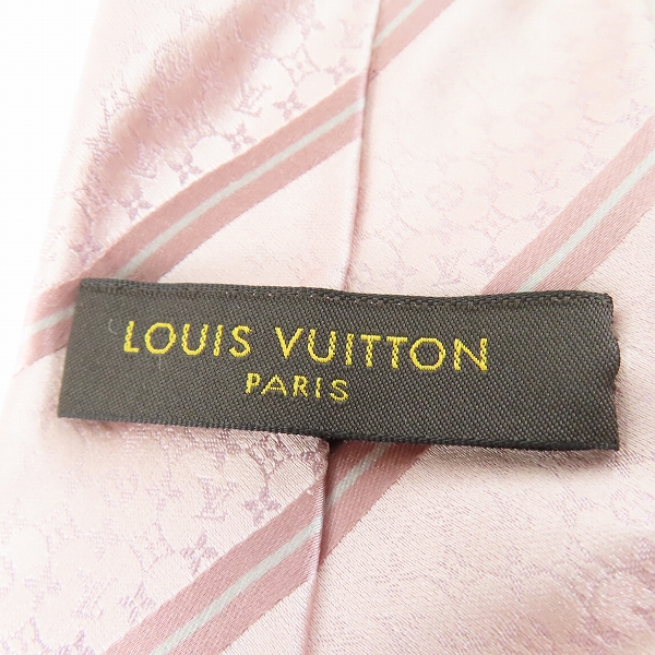 実際に弊社で買取させて頂いたLOUIS VUITTON/ルイヴィトン モノグラム ストライプ シルク ネクタイ ピンクの画像 1枚目
