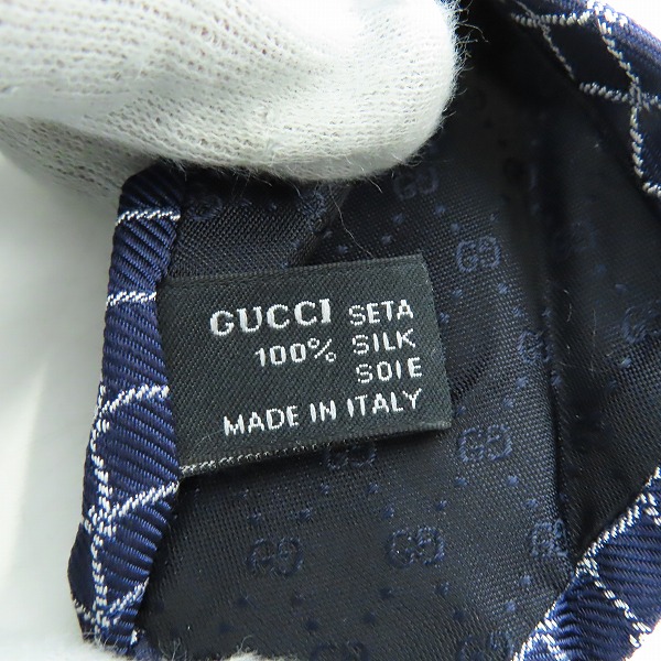 実際に弊社で買取させて頂いたGUCCI/グッチ GGロゴ×ロープ柄 シルクネクタイの画像 5枚目