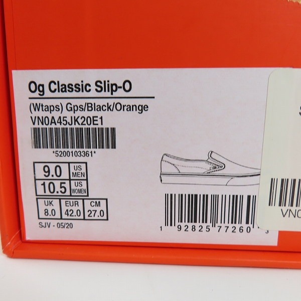 実際に弊社で買取させて頂いたWTAPS × VANS/ダブルタップス×バンズ  OG CLASSIC SLIP-ON/クラシック スリッポン VN0A45JK20E1/27の画像 8枚目
