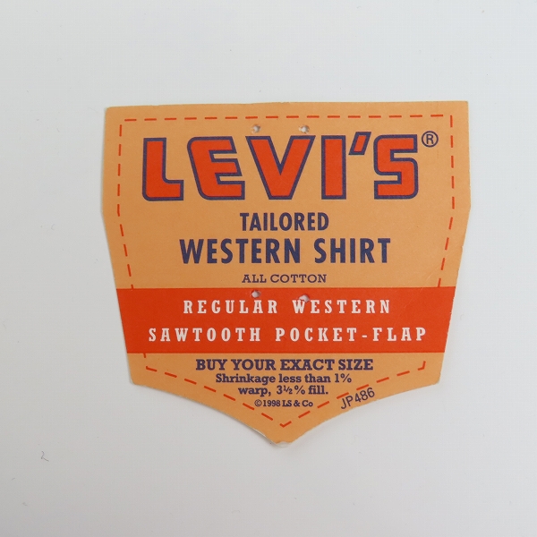 実際に弊社で買取させて頂いた【未使用】LEVIS/リーバイス AUTHENTIC DENIM WESTERN WEAR ショートホーン デニムシャツ 61504-53/L(40)の画像 7枚目