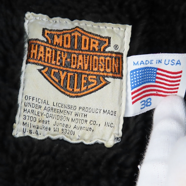 実際に弊社で買取させて頂いた【難有り】HARLEY DAVIDSON/ハーレーダビッドソン ボアライナー付き ダブルライダースジャケット/38の画像 2枚目