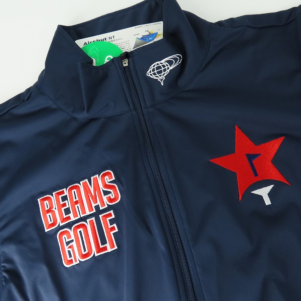 実際に弊社で買取させて頂いた【未使用】BEAMS GOLF/ビームスゴルフ スターフラッグロゴ ツアー エアシャットブルゾン 82-18-0223-444-79-20/Lの画像 5枚目