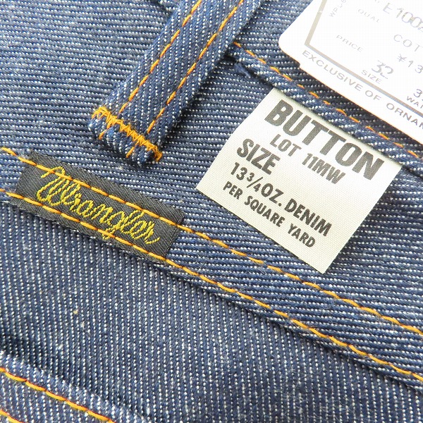 実際に弊社で買取させて頂いた【未使用】Wrangler/ラングラー E1002-00 lot.11MW/3104 ビンテージ復刻 13-3/4oz デニムパンツ W32L34の画像 5枚目
