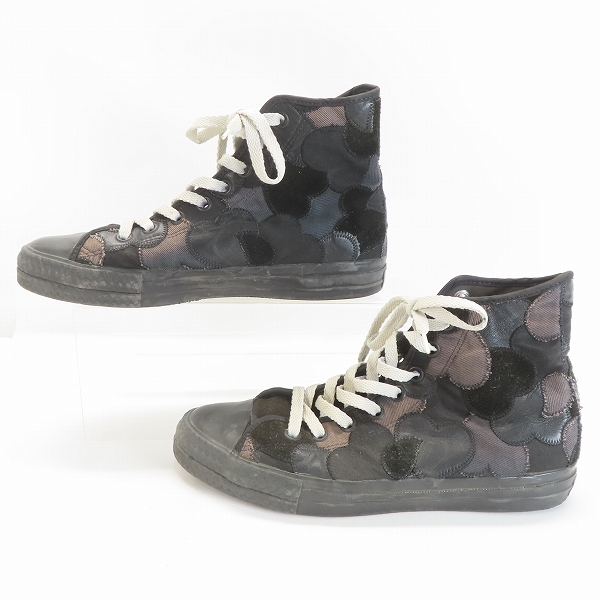 実際に弊社で買取させて頂いたNUMBER(N)INE/ナンバーナイン 2003/カート期 ハート涙パッチワークハイカットスニーカーの画像 3枚目