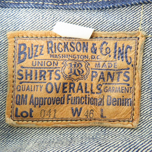 実際に弊社で買取させて頂いたBUZZRICKSON'S/バズリクソンズ WORLD WAR II DENIM BLOUSE デニムジャケット 13.6oz 大戦モデル BR16041T/46の画像 2枚目