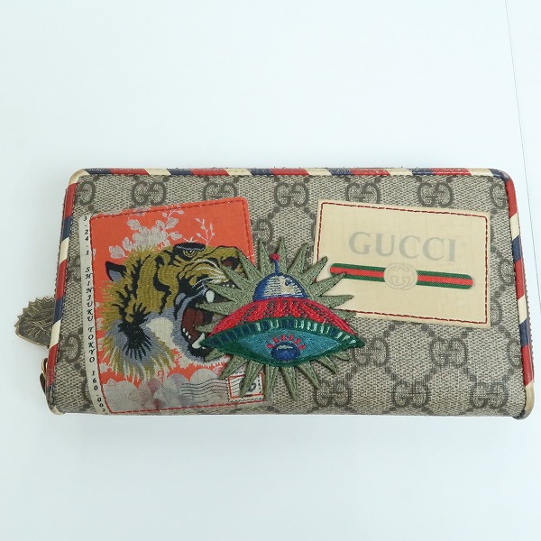 実際に弊社で買取させて頂いたGUCCI/グッチ GGスプリーム クーリエ UFO 虎 ラウンド ジップ ウォレット/財布