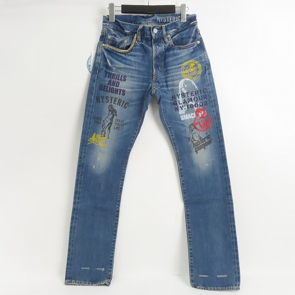 実際に弊社で買取させて頂いた【未使用】HYSTERIC GLAMOUR/ヒステリックグラマー SP加工 COLLAGE デニムパンツ ペイント加工 0263AP19 28